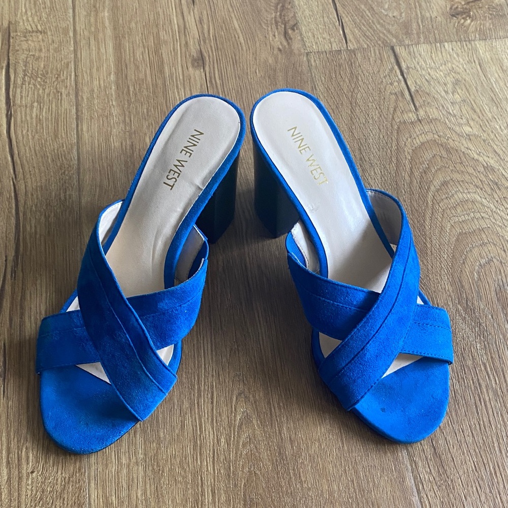 Nine West Royal Blue Crisscross Mules
